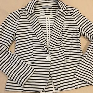 Ponte-knit Black and White Blazer